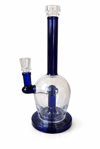 Mushroom Perc Water Pipe - 10" - Clr/Blue