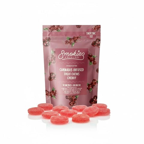 Sweet Cherry 2:1 THC THCv Fruit Chews by Smokiez | Golden Rookie