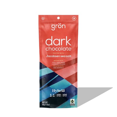 Gron Chocolate | 1:1 CBD Hybrid Dark Chocolate w/ Sea Salt 100mg