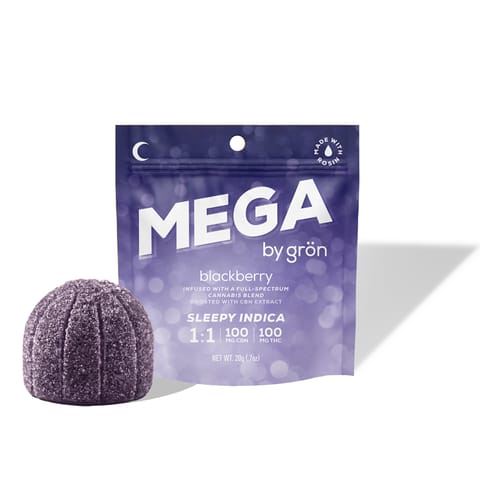 Gron Mega Pearls | 1:1 CBN Sleepy Indica Blackberry 100mg