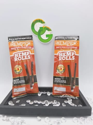 Mango King Size Hemp Rolls With Glass Tips 2 Pack Hemper
