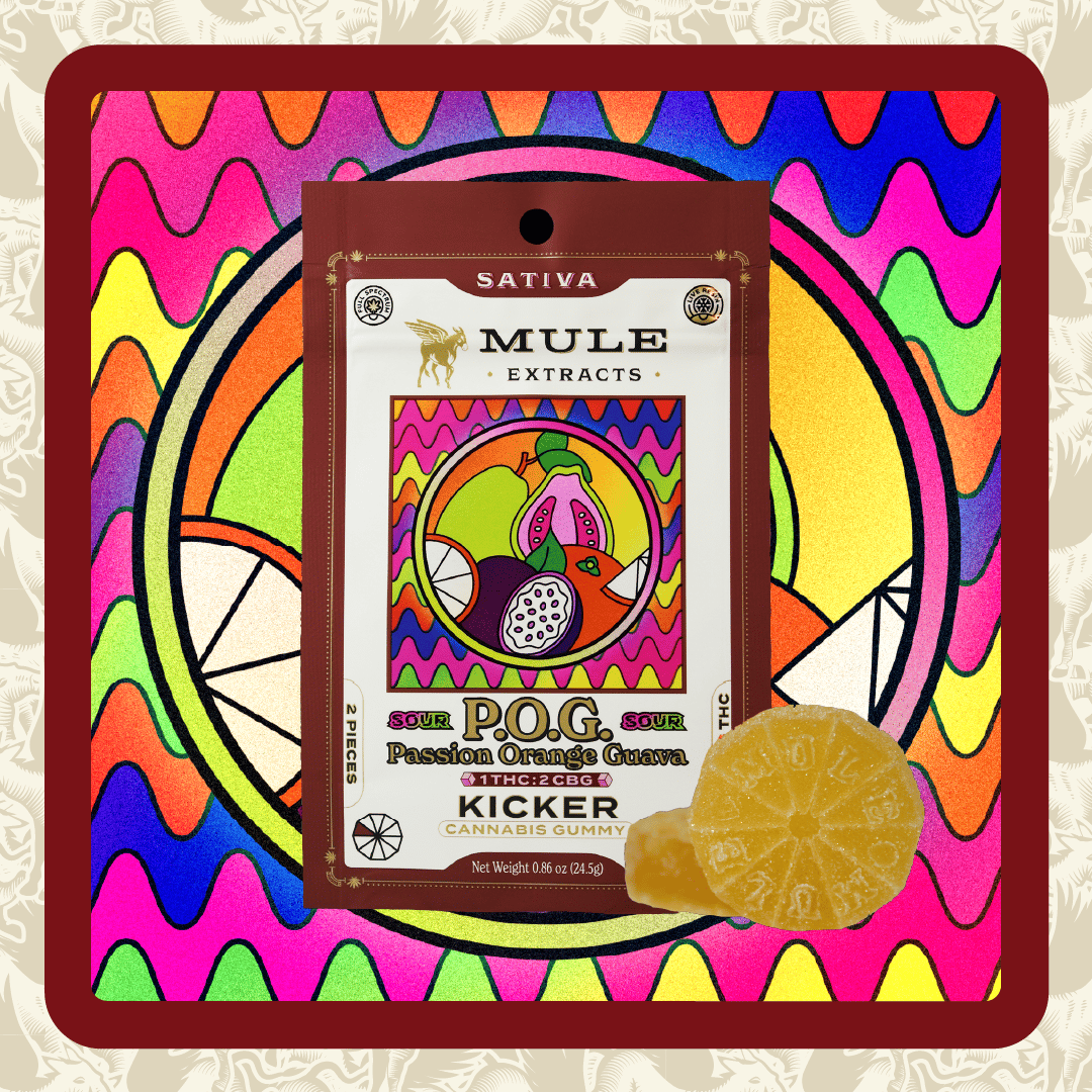 Mule |  Sour POG Kicker | 300MG | 1:2 | THC:CBG | 2-Piece Gummy