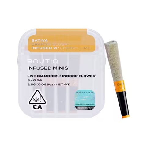 Boutiq | Orange Slush (S) | .5g THC x 5 Diamond Infused Mini Preroll Joints