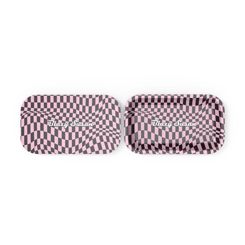 Blazy Susan Rolling Tray (with lid) - - Trippy Checkers