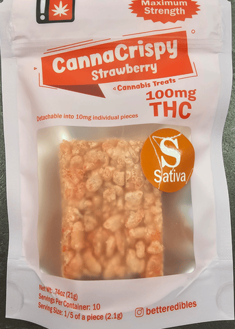 CannaCrispy | Strawberry Rice Crispy Treat (Sativa) | 100mg