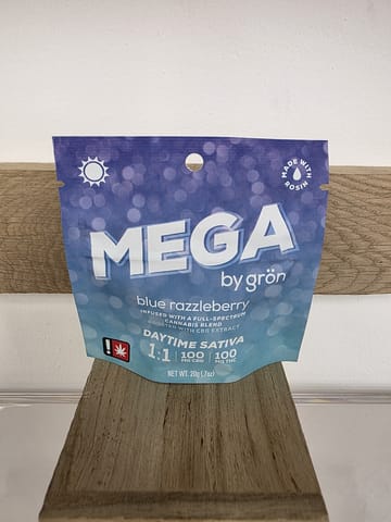 Grön | 100MG | Blue Razzleberry 1:1 THC/CBG (Sativa) MEGA Pearl