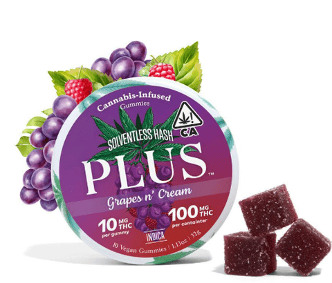 PLUS Strains Indica Grapes 'n' Cream Gummies