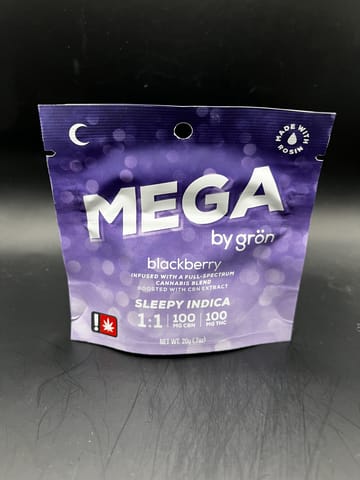 Grön | 100MG | Blackberry 1:1 THC/CBN (Indica) MEGA Pearl