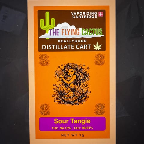 Sour Tangie 1g Distillate Vape Cartridge by The Flying Cactus