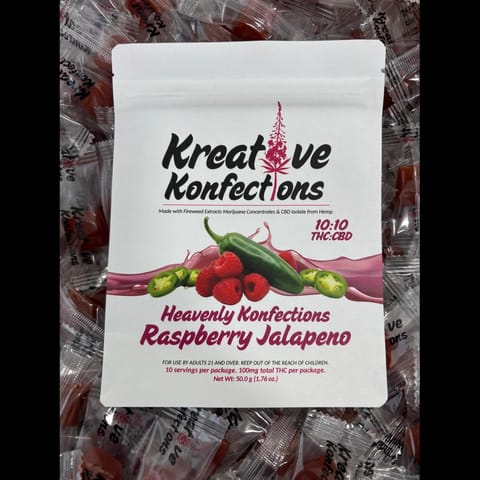 Kreative Konfections | Raspberry Jalapeno Indica | Heavenly | 100mg | 10pk