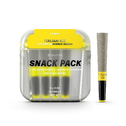 BTQ Snack Pack | Italian Ice x Mango Melon | Hybrid | 2.5g (5 x .05g) | Diamond Infused Prerolls