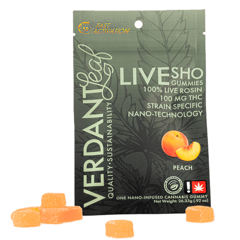 ROSIN NANO GUMMY | PEACH | 1:1 THC:CBD | GOVERNMENT OASIS | HYBRID | 100MG TOTAL | 1 SCORED GUMMY