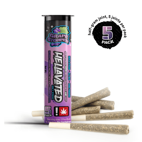 Hellavated | Grape Stomper | 5pk | 0.5G | Flavored | Infused Preroll Pack