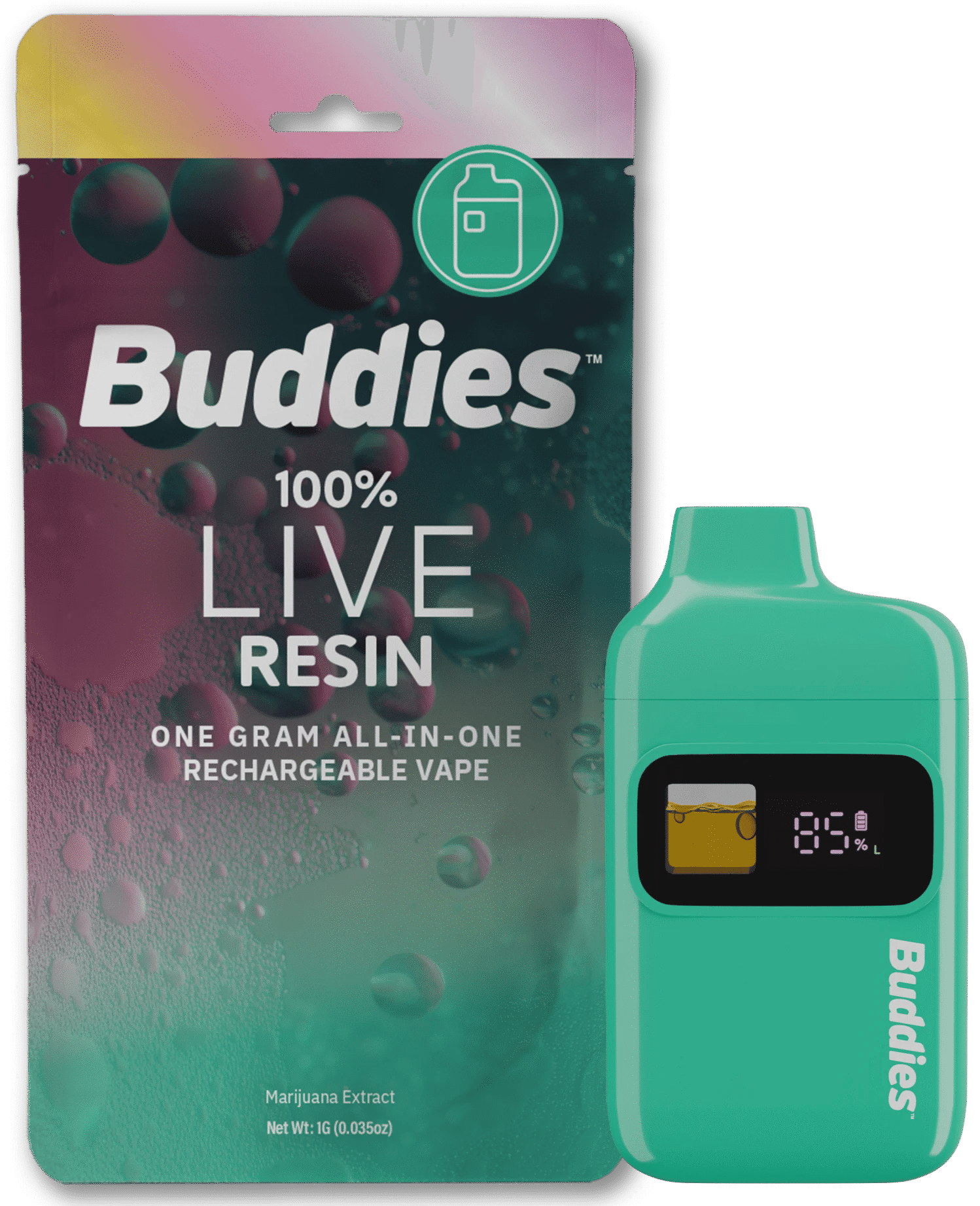 Buddies | Pure Kush Live Resin AIO Vape | 2g