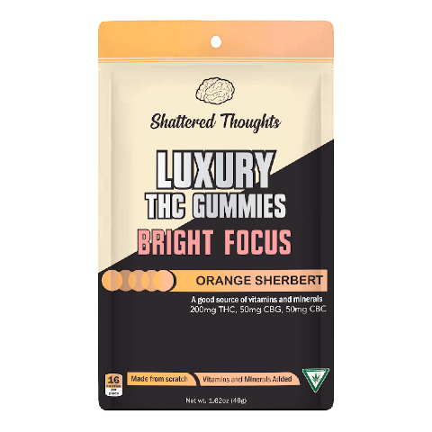 Orange Sherbert 200mg (50mg CBG + CBC) Focus Gummies | Shattered Thoughts