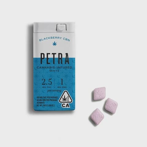 Petra | Blackberry CBN 2.5:1 | 2.5mg THC x 40 Sugar Free Mints"