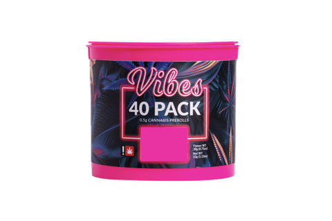 VIBES | 4 STRAIN PRE-ROLL VARIETY PACK | LEMONADE DREAM & MOSSY MOON & PB&J & SPARKLY BISCUITS | SATIVA/INDICA/HYBRID | 0.5 GRAM | X40