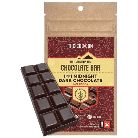 HAPY KITCHEN | MIDNIGHT DARK CHOCOLATE BAR | 1:1:1/THC:CBD:CBN | 100MG TOTAL | 1 BAR