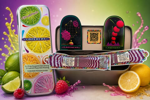 Trop Squared 0.5g Solventless All-in-One Vape 420 Tin by Lazercat | Golden Rookie
