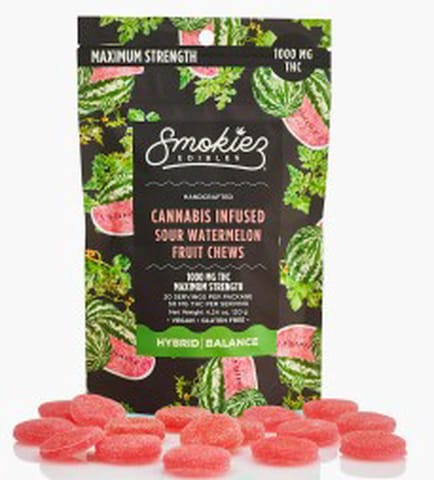 Smokiez | Sour Watermelon Hybrid | 1000mg | THC Fruit Chews