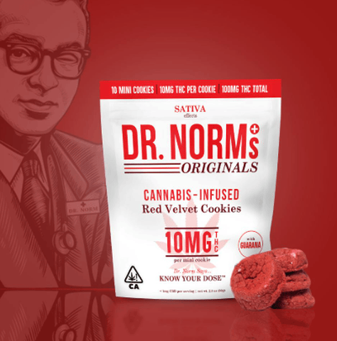 Dr. Norms | Red Velvet Cookies | Edibles | Sativa | 100mg | 10ct