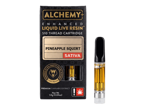 ALCHEMY+ | ENHANCED LIQUID LIVE RESIN CARTRIDGE | PINEAPPLE SQUIRT | SATIVA | 1 GRAM | 510 THREAD