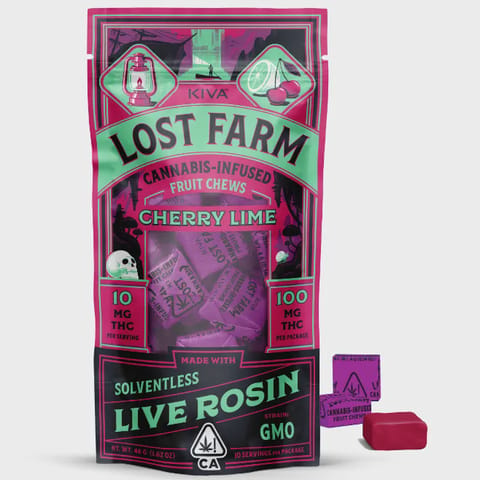 Lost Farm | Live Rosin (GMO) Cherry Lime (I/H) | 10mg THC x 10 Fruit Chews