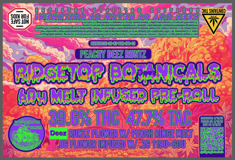Peachy Deez Runtz Infused Preroll Ridgetop Farm