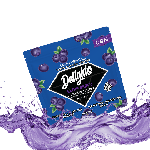 Delights - Liquid Diamond Infused Gummies - Elderberry - 100mgTHC/100mgCBN