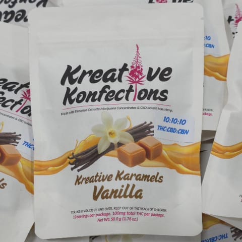 Kreative Konfections | Vanilla Night Time CBN | Karamels | 100mg | 10pk