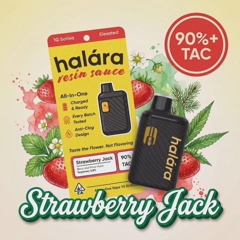 Halara Strawberry Jack Live Resin Sauce AIO 1g