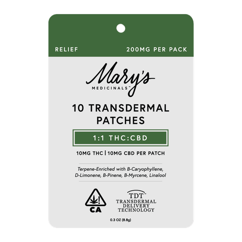 Mary's Medicinals | Relief 1:1 THC:CBD Transdermal Patches | 10pk Transdermal Patches