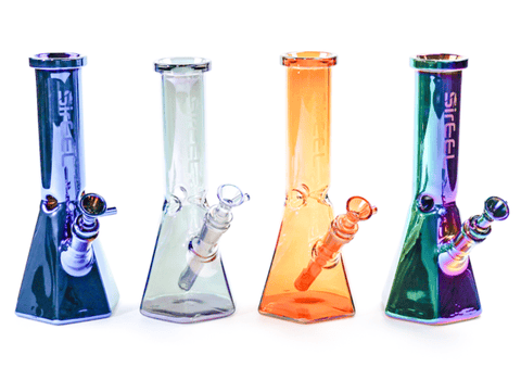 10" Iridized Hexagonal Beaker Bong - Assorted Colors