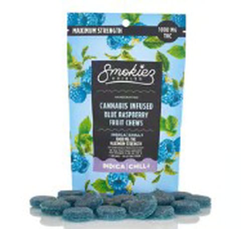 Smokiez | Sour Blue Raspberry | Indica |1000mg |THC Fruit Chews