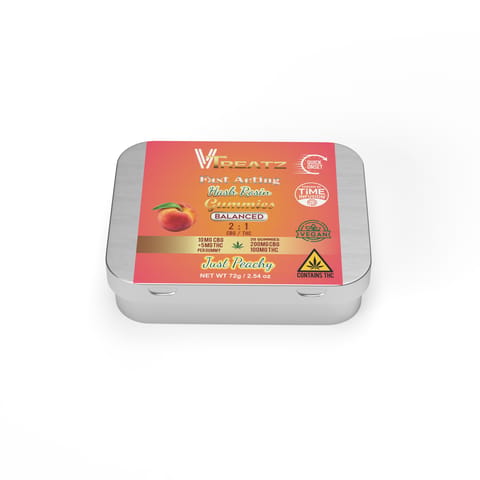 Just Peachy Hash Rosin Gummies 2:1 CBG:THC