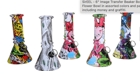 6" Image Transfer Glass Beaker Bong