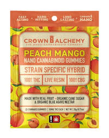 Peach Mango 1:1 THC/CBG 2pc 100mg Live Resin Gummy Crown B Alchemy