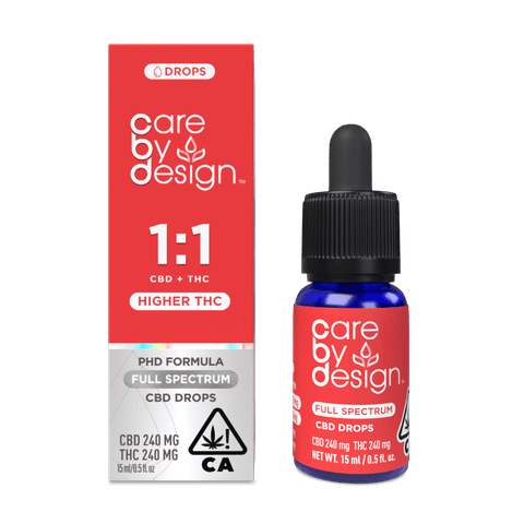 KB - CARE BY DESIGN - CBD TINCTURE - 1:1 CBD X HIGHER FULL SPECTRUM DROPS - 15ML