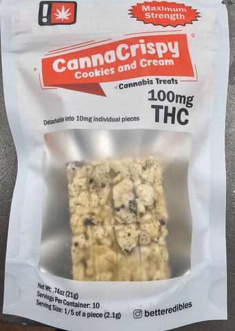 CannaCrispy | Cookies & Cream Rice Crispy Treat (Hybrid) | 100mg
