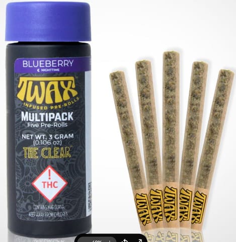 The Clear TWAX Blueberry 5 Pack Joints 3g