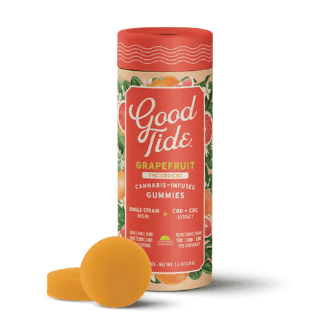 Good Tide | Grapefruit (S/H) 1:1:1 | 10mg THC / 10mg CBD / 10mg CBC x 10 Rosin Infused Gummies