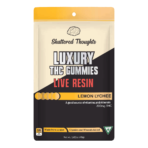Lemon Lychee 200mg  Live Resin Infused Gummies | Shattered Thoughts