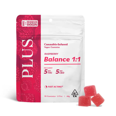 PLUS - SOLVENTLESS GUMMY - RASPBERRY - 100MG