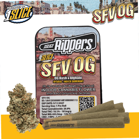 1Slice - SFV OG - Indica Rippers Pre-Roll 5pk - 3.5g