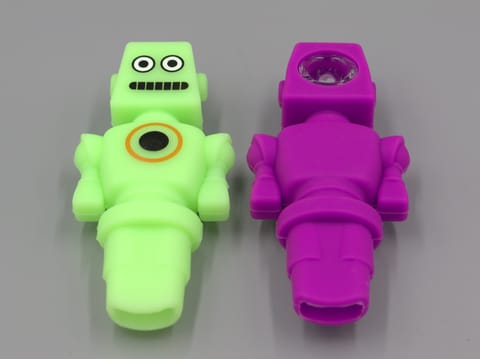P3045: 4.5" Silicone Robot Pipe with Glass Bowl