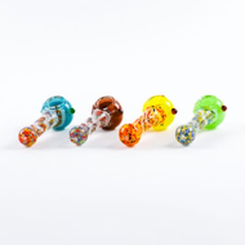 4.5" Latticinio Frit Color Capped Spoon Pipe | Assorted Colors