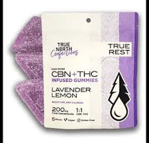 (MED) True North 1:1 Gummies - Lavender Lemon 5x20 1:1 THC/CBN