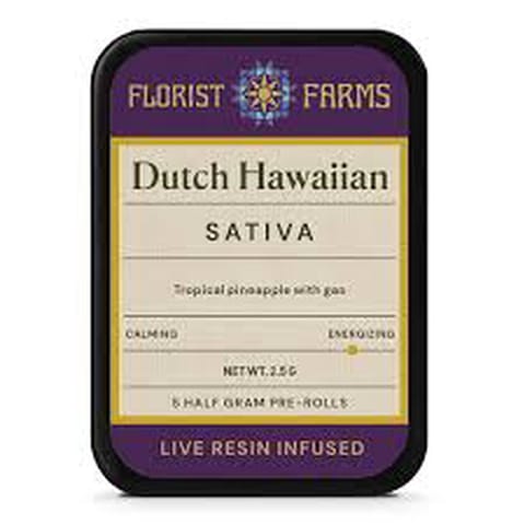 Florist Farms | Infused Live Resin Dutch Hawaiian | 1/2 Gram Joints | 5pk