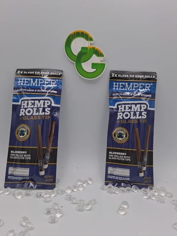 Blueberry King Size Hemp Rolls With Glass Tips 2 Pack Hemper