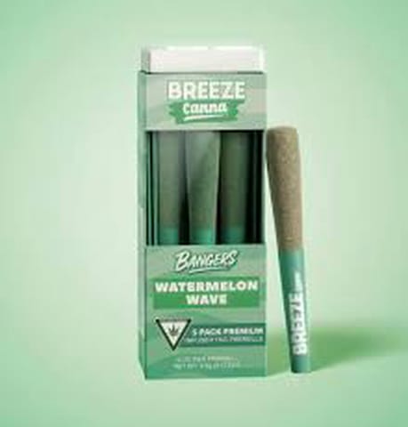 Watermelon Wave - Breeze - Bangers - Pre-Roll - .7g x 5pk**